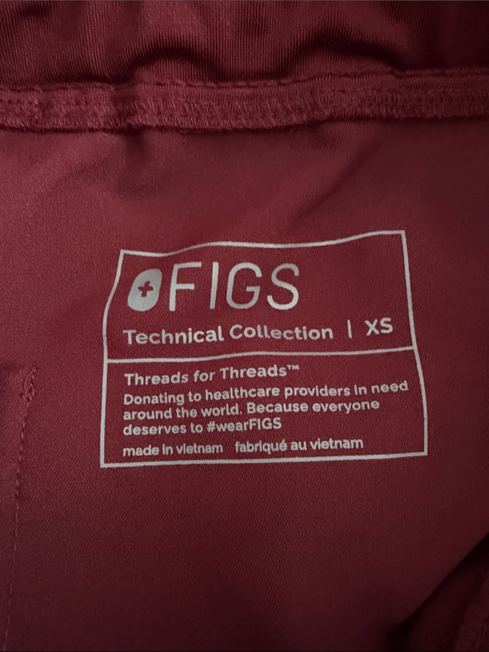 Figs Maroon Straight-Leg Scrub Pants with Light Gray Drawstring - Picture 2 of 3